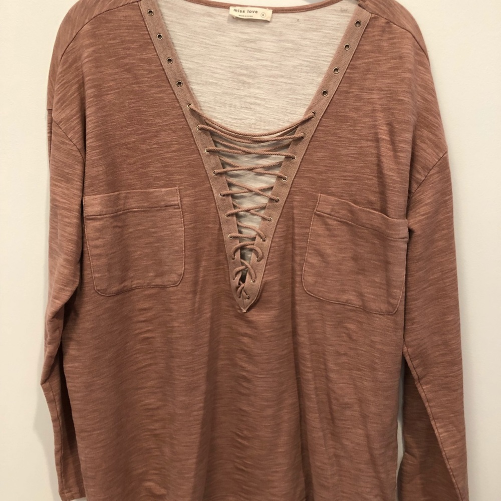 Pink crossed sweater